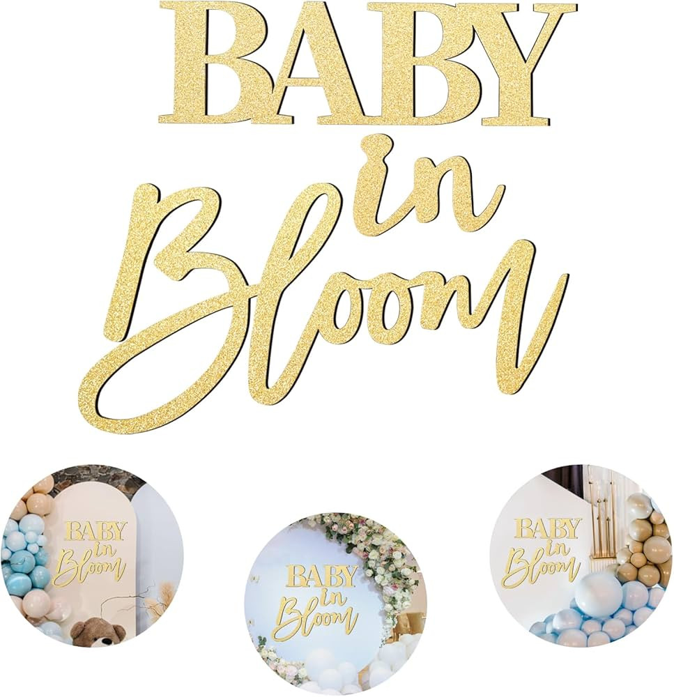 Baby in Bloom Sign（Wooden/Gold）- Gender Reveal Party Decoration for Celebrating | Amazon (US)