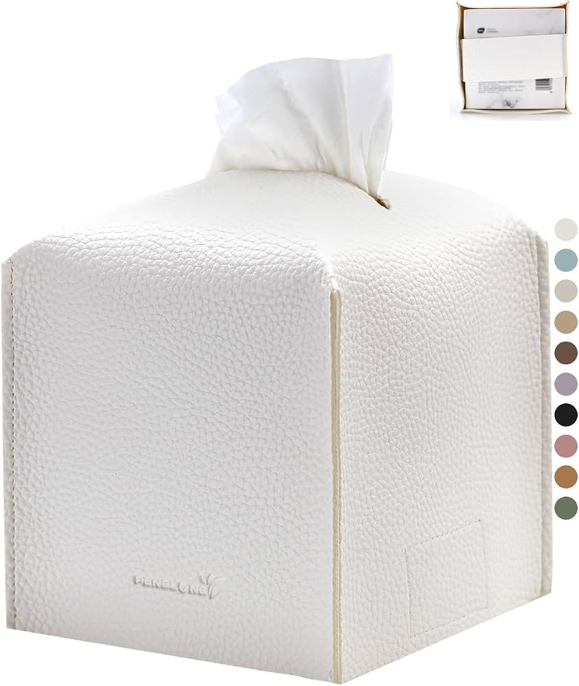PENGLONG Tissue Box Cover 5X5X5'' PU Leather Tissue Holder Square Tissue Cube Box Organizer for B... | Amazon (US)