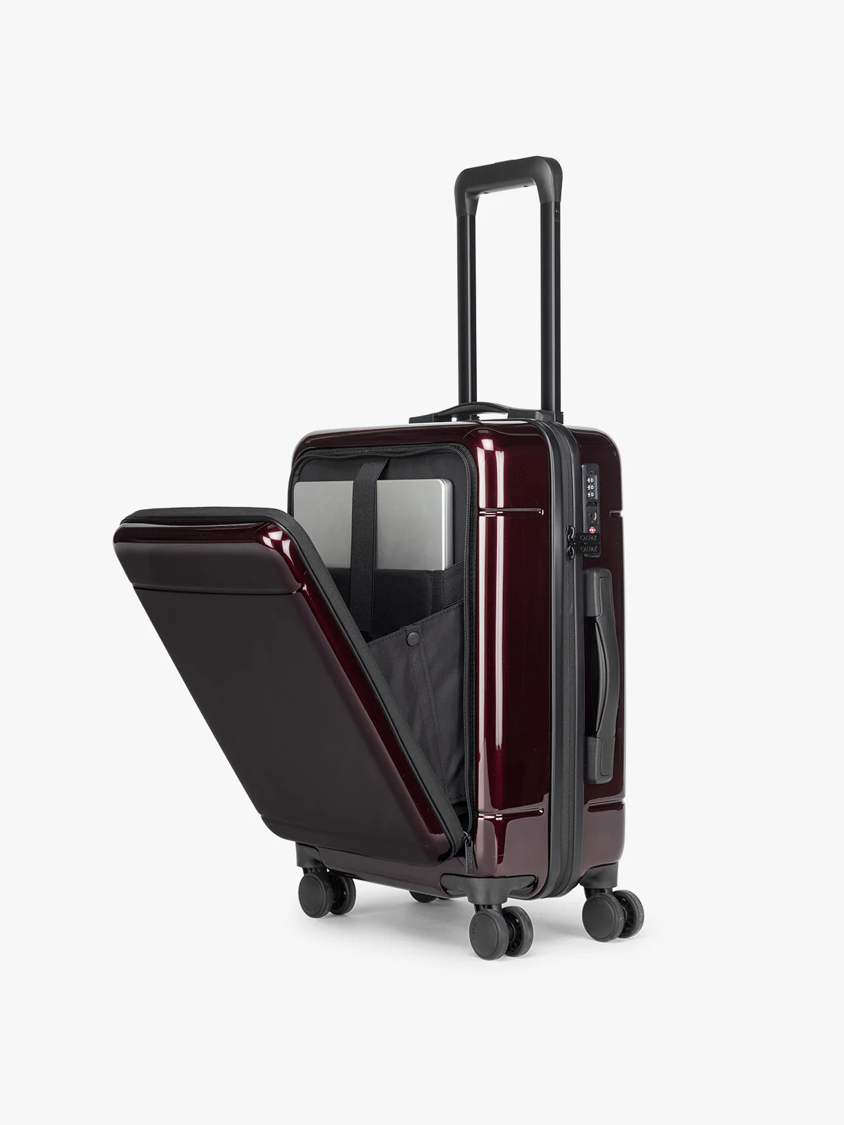 Hue Front Pocket Carry-On Luggage in Glazed Dark Cherry | CALPAK