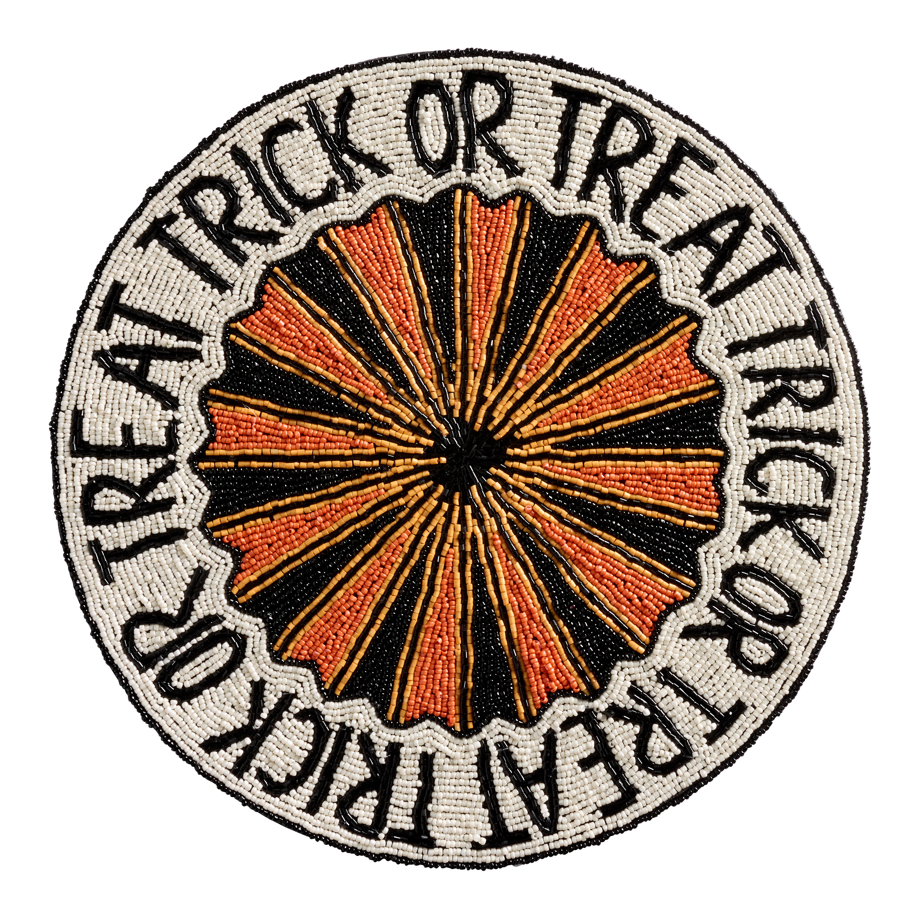 Round Orange and Black Trick or Treat Beaded Placemat | World Market
