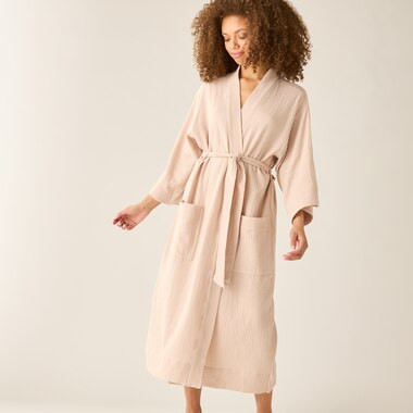 ORGANIC COTTON GAUZE ROBE, ROSE SMALL-MEDIUM | Indigo (CA)