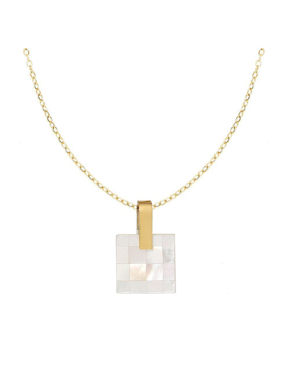 1pc -color Seashell Necklace Square Shell Design Simple Pendant Collarbone Chain | SHEIN