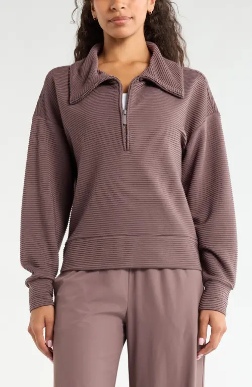 Zella Ottoman Half Zip Pullover in Grey Plum at Nordstrom, Size Large | Nordstrom
