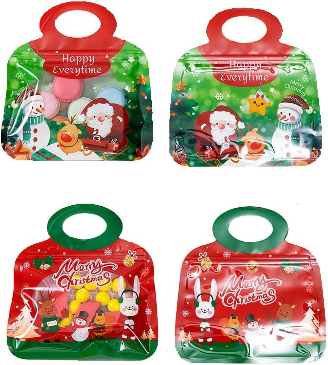 Jabberwocking 10pcs Resealable Gift Bags - 8.6" Special Shaped Gift Bags with Handles for Christm... | Amazon (US)