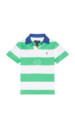 Polo Ralph Lauren Short Sleeve Jersey Knit Rugby Striped Shirt in Green. - size 4 | Revolve Clothing (Global)