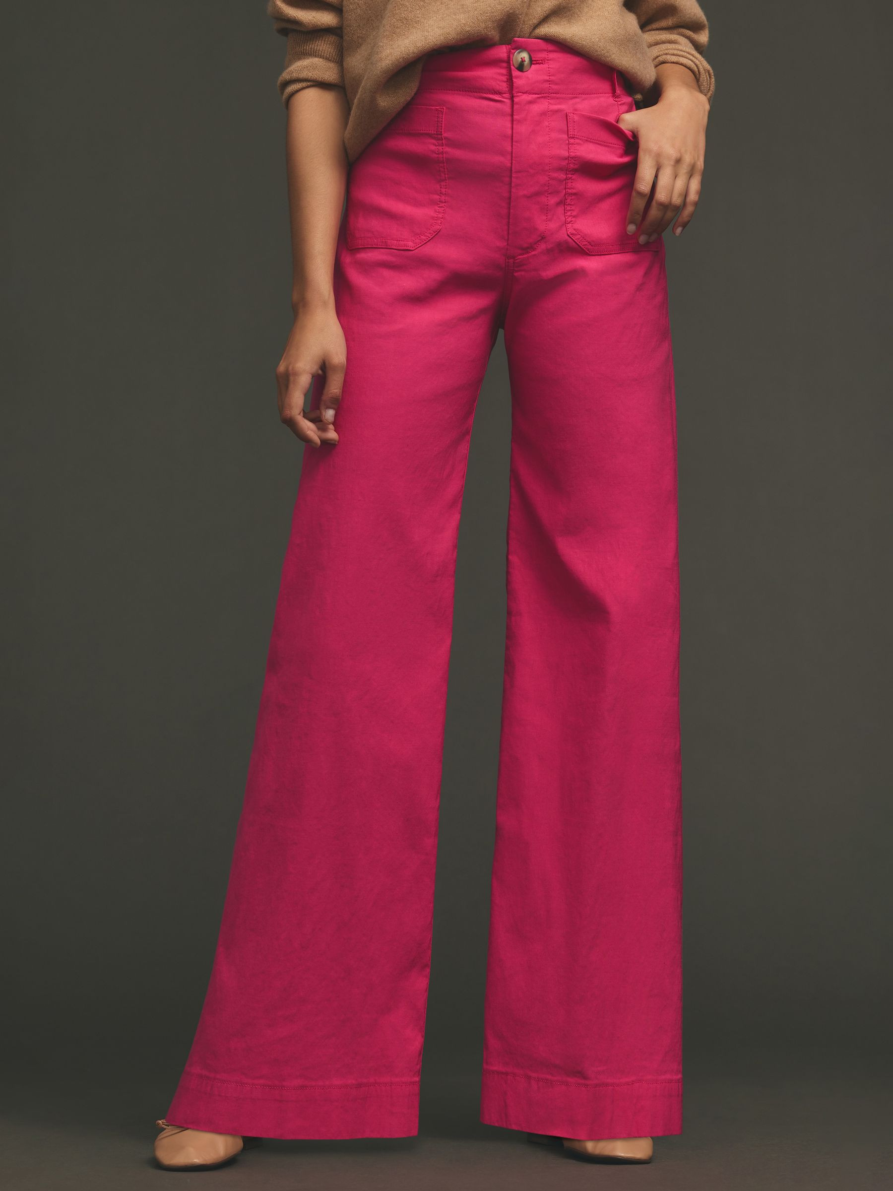Anthropologie Anthropologie Pink Maeve The Colette High Waisted Wide-Leg Trousers | Next US