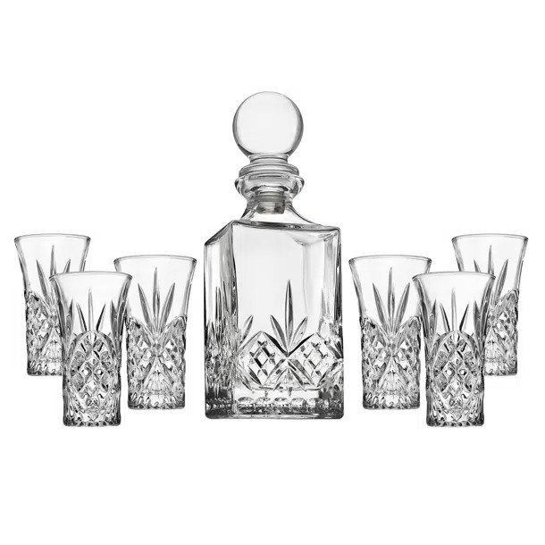 Dublin Crystal 5 Piece Whiskey Decanter 24oz & Whiskey Glass 11oz Set | Wayfair North America