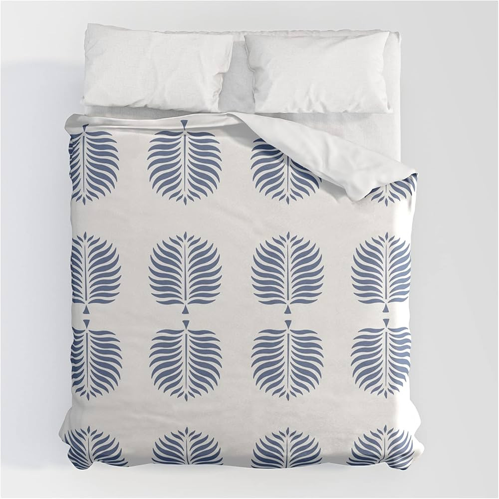 Society6 Tropical Palms White + Beach Blue by BABO Pattern Cotton Duvet Covers - King: 104" x 88"... | Amazon (US)
