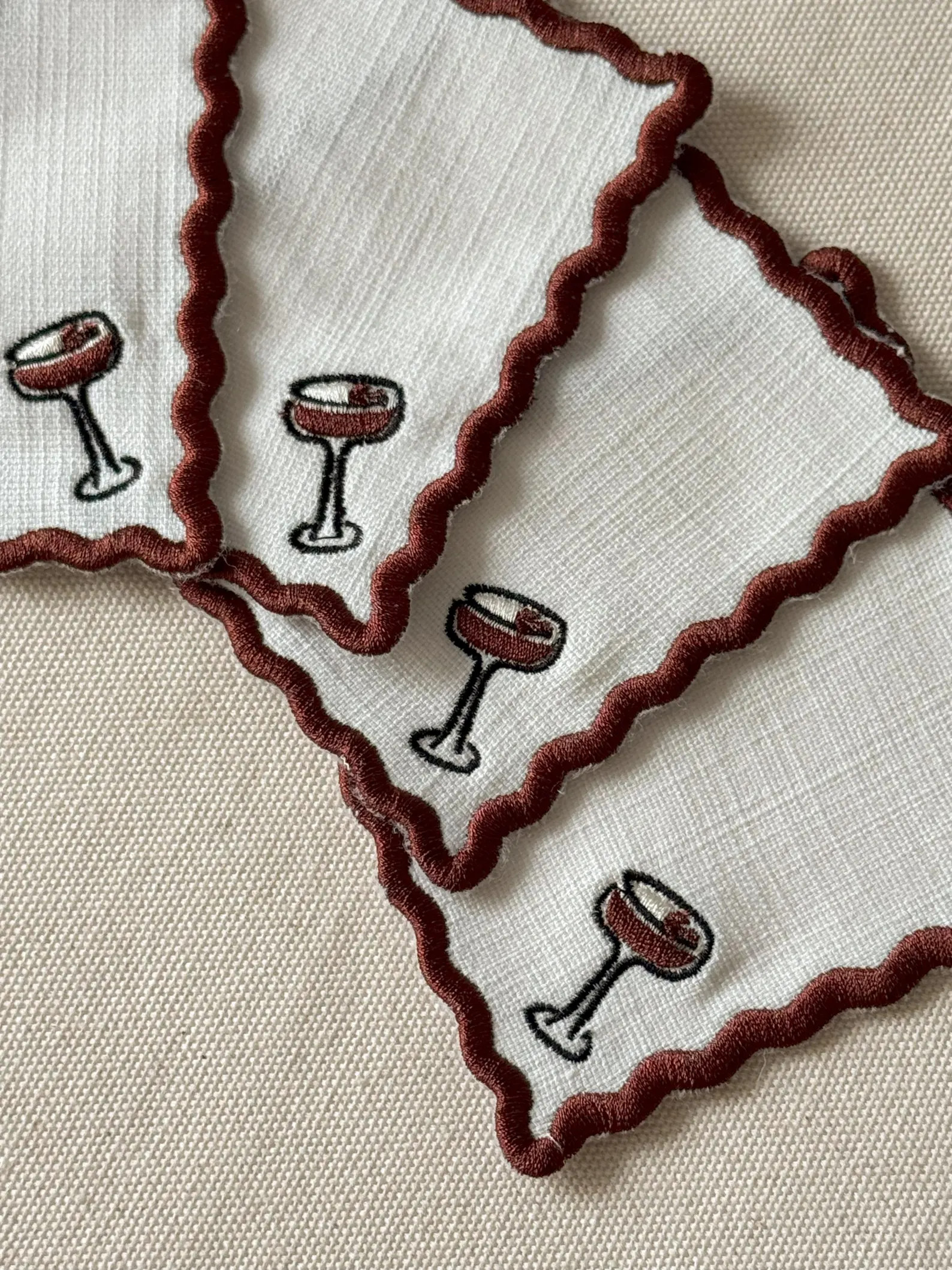 Embroidered Espresso Martini Cocktail Napkins: Set of 4, Hand-finished - Etsy | Etsy (US)