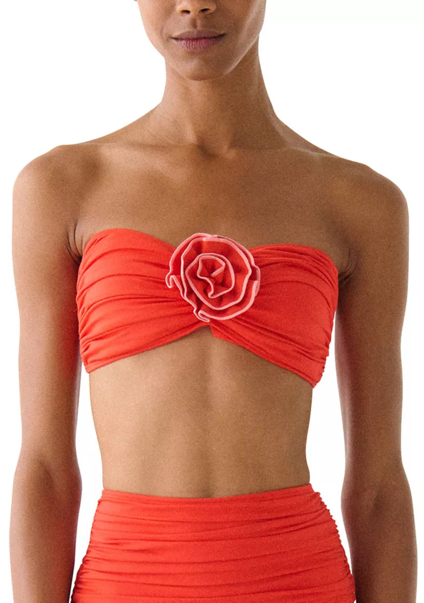 Women's Rosette Bandeau Bikini Swim Top | Belk