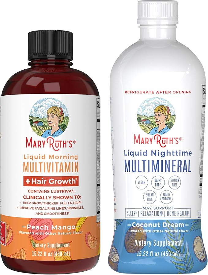MaryRuth's Liquid Morning Multivitamin +Hair Growth (Peach Mango, 15oz) & Nighttime Multimineral ... | Amazon (US)