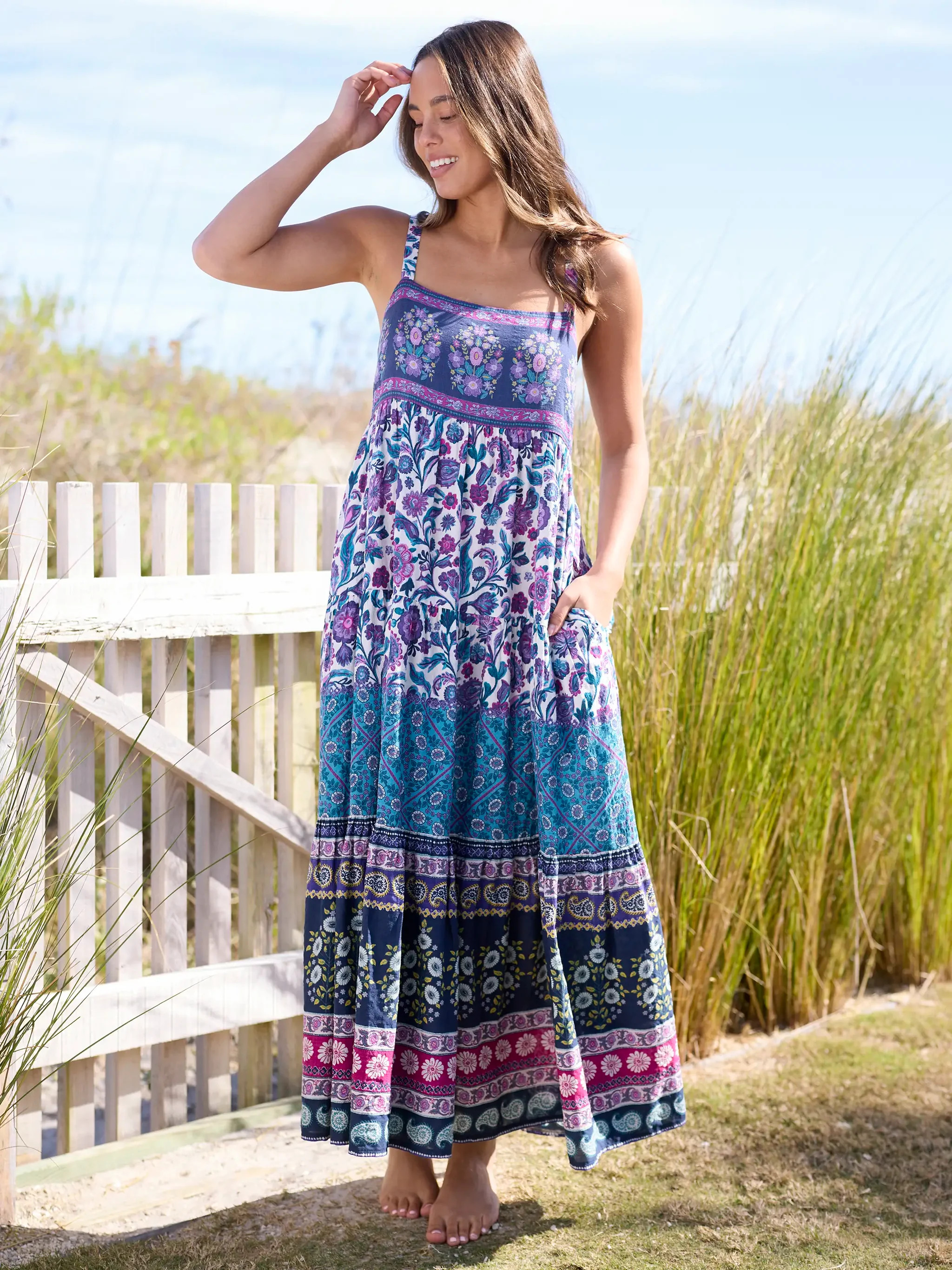 Patricia Maxi Dress - Purple Sunnyfield Floral | Natural Life