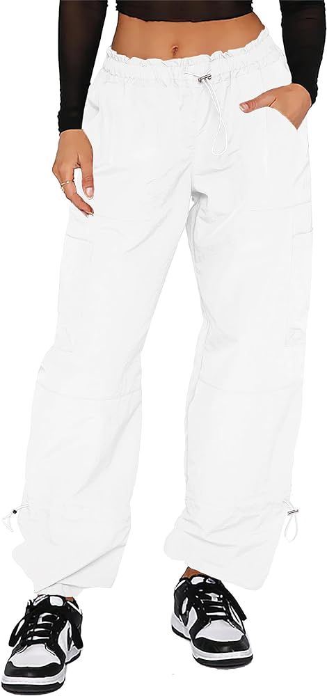 Waitfairy Parachute Pants for Women,Baggy Fit Cargo Pants with Pockets | Amazon (US)