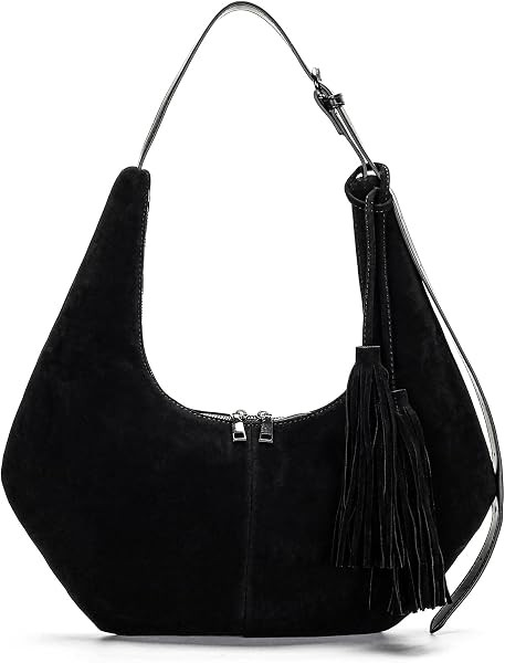 Herald Tassel Suede Slouchy Crescent Hobo Shoulder Bag for Women | Amazon (US)