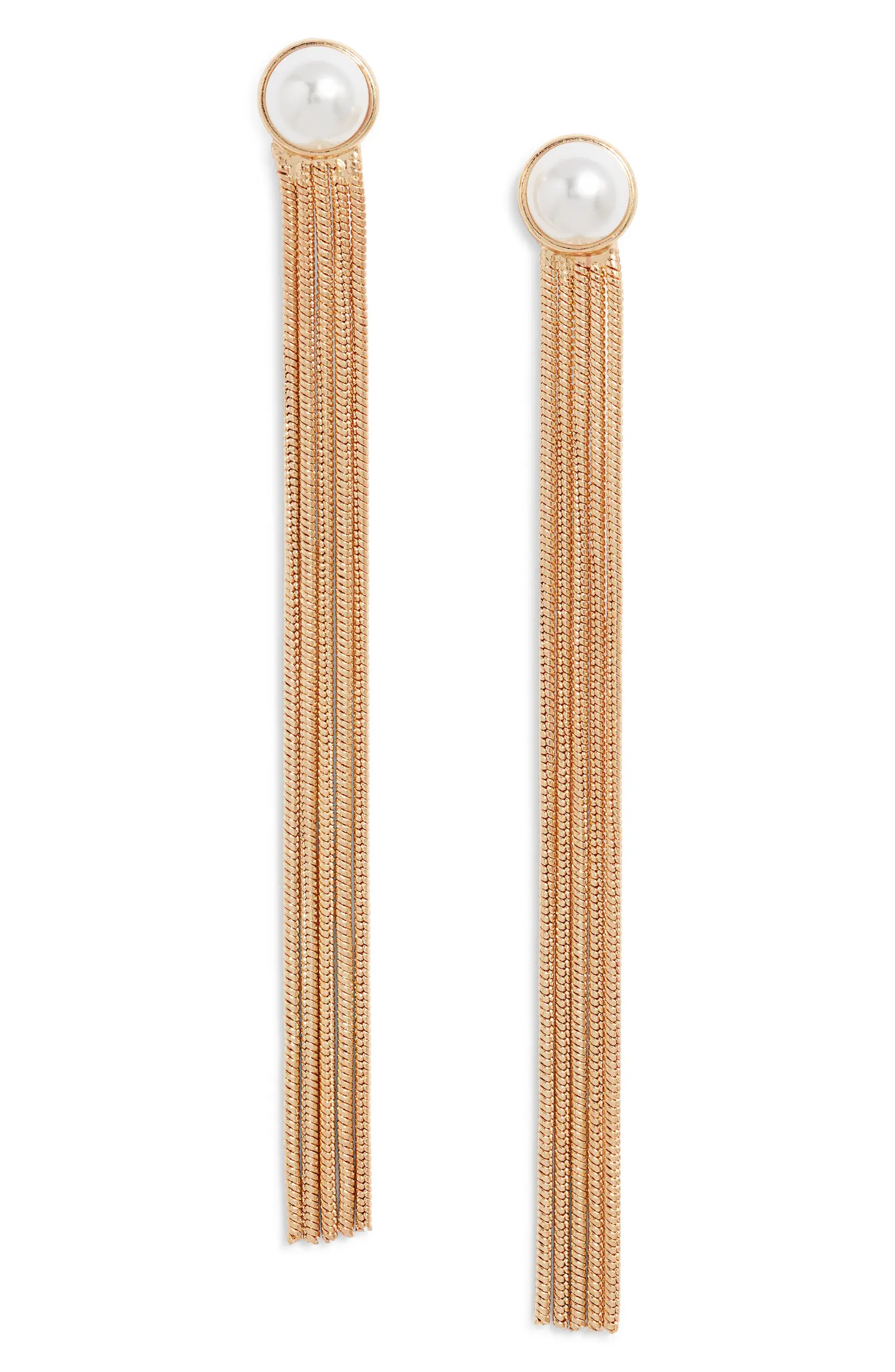 Cultured Pearl Chain Fringe Drop Earrings | Nordstrom