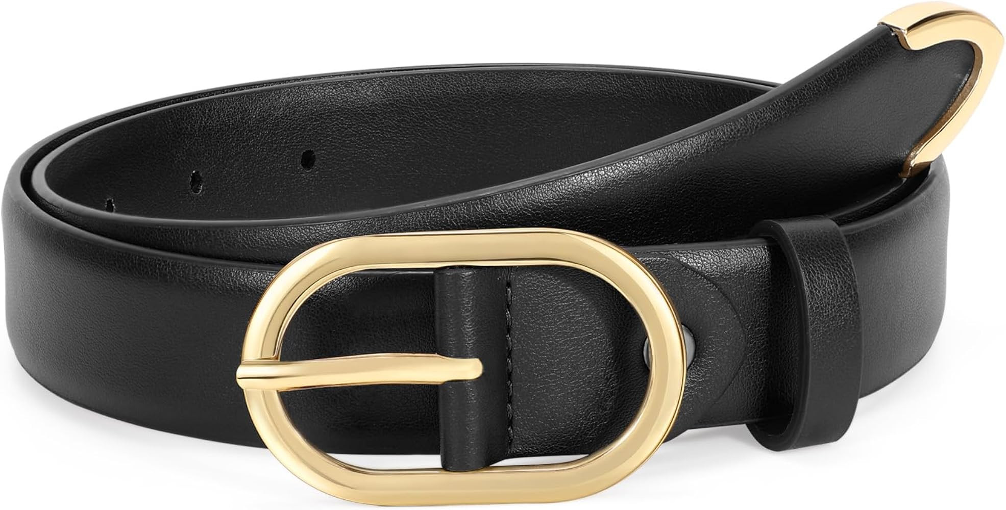 WHIPPY Women's Belt for Jeans Pants Fashion Leather Waist Belts with Gold Buckle | Amazon (US)