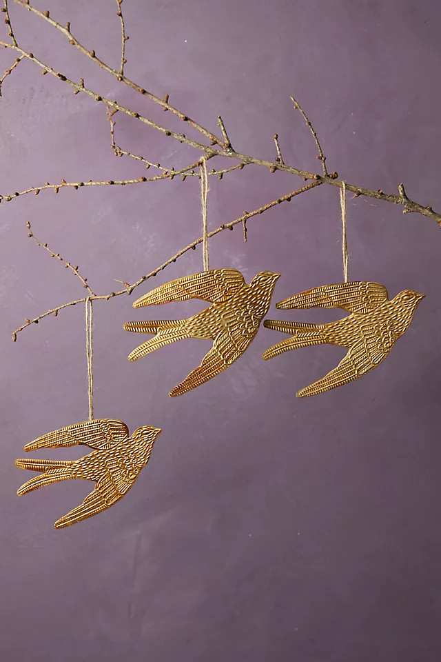 Golden Bird Ornaments, Set of 3 | Anthropologie (US)