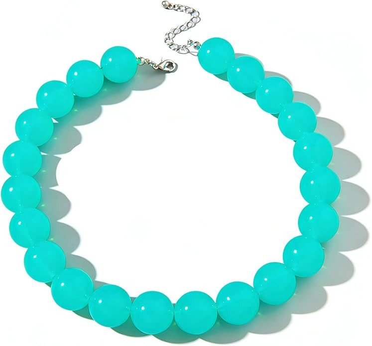 Colorful Chunky Beaded Necklace for Women Colorful Acrylic Round Beaded Choker Necklace Fashion A... | Amazon (US)