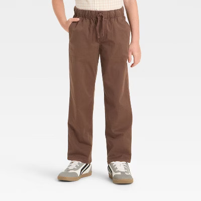Boys' Stretch Straight Fit Woven Pull-On Pants - Cat & Jack™ Oak Brown 4 | Target