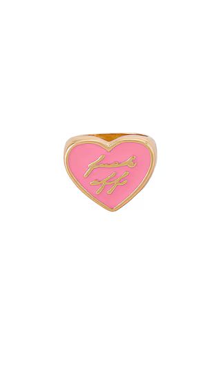 Gold Heart Ring With Resin "Fuck Off" in Pink | Revolve Clothing (Global)