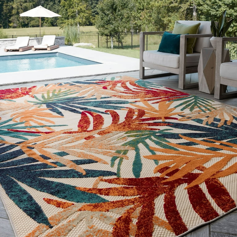 Oasis Modern Multi-Color Outdoor Area Rug, 5' x 7' | Walmart (US)