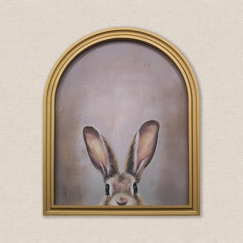 TwoDays Gold Vintage Easter Bunny Framed Wall Art – Arched Wood Frame Rabbit Canvas Picture for Home Aesthetic Wall Decor, Farmhouse Artwork Prints for Living Room, Bedroom (11" x 13.8") | Amazon (US)