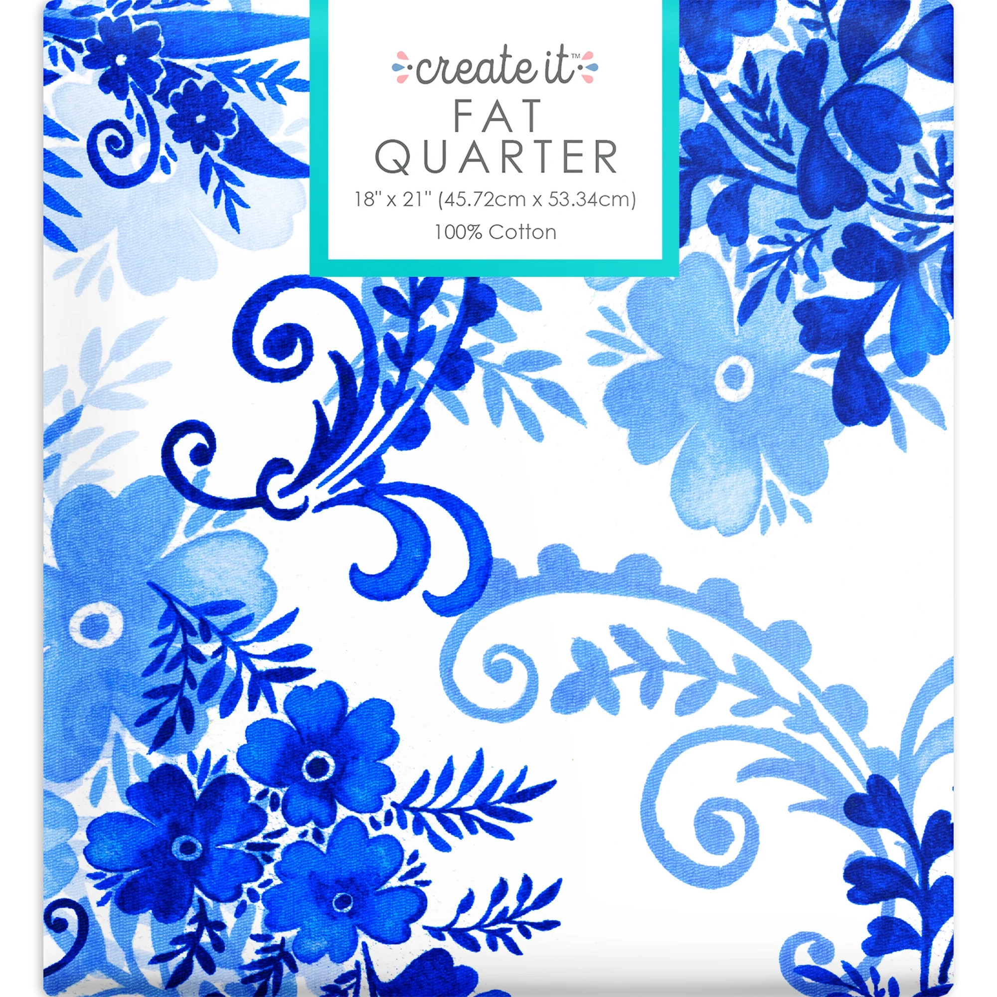 Create It 18"x21" 100% Cotton Floral Precut Sewing & Craft Fabric, Blue 1 Piece | Walmart (US)