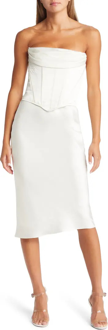 HOUSE OF CB Sienna Strapless Satin Corset Dress | Nordstrom | Nordstrom