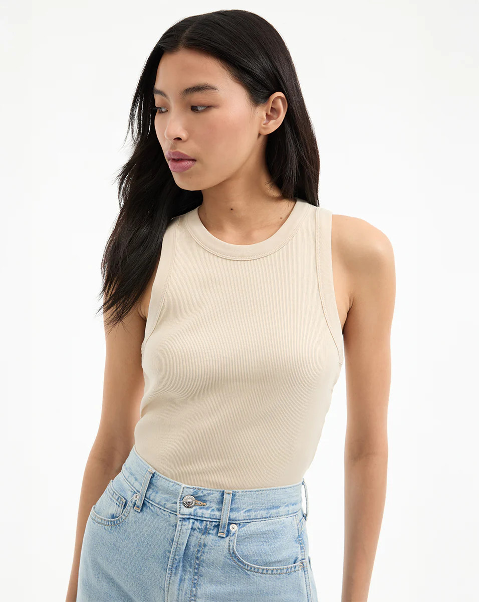 Veronica Beard Jordyn Cropped Tank Top Limestone | Veronica Beard