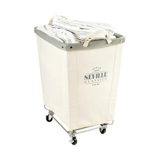 Commercial Rolling Contemporary Rectangle Canvas Laundry Room Hamper, Natural White (22 in. D x 1... | The Home Depot