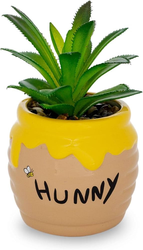 Silver Buffalo Disney Winnie The Pooh Hunny Pot 3-Inch Ceramic Mini Planter with Artificial Succu... | Amazon (US)