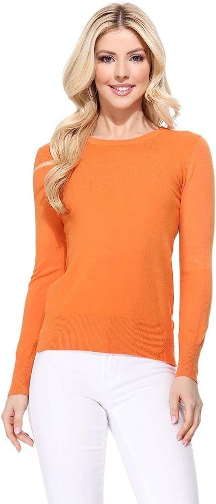 YEMAK Women's Knit Sweater Pullover – Long Sleeve Crewneck Basic Classic Casual Knitted Soft Lightwe | Amazon (US)