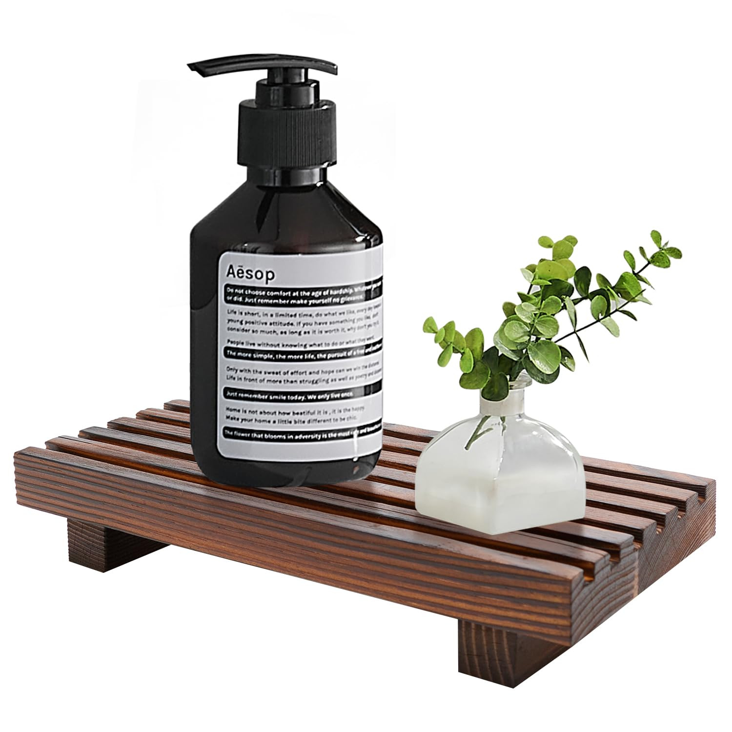 Renawe Small Kitchen Sink Soap Tray for Counter Soap Dish Dispenser Holder Wooden Risers Stand fo... | Amazon (US)