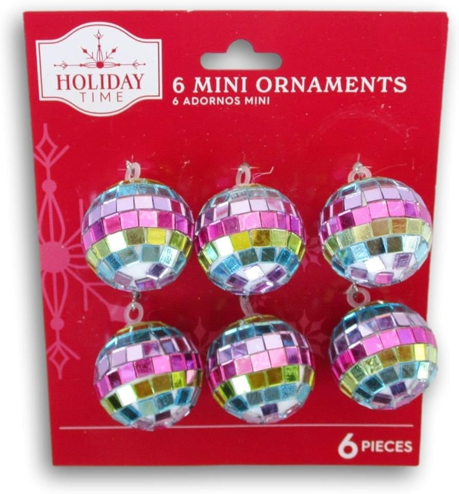 Shiny Disco Ball Mini Christmas Tree Ornaments - 6 Count | Amazon (US)
