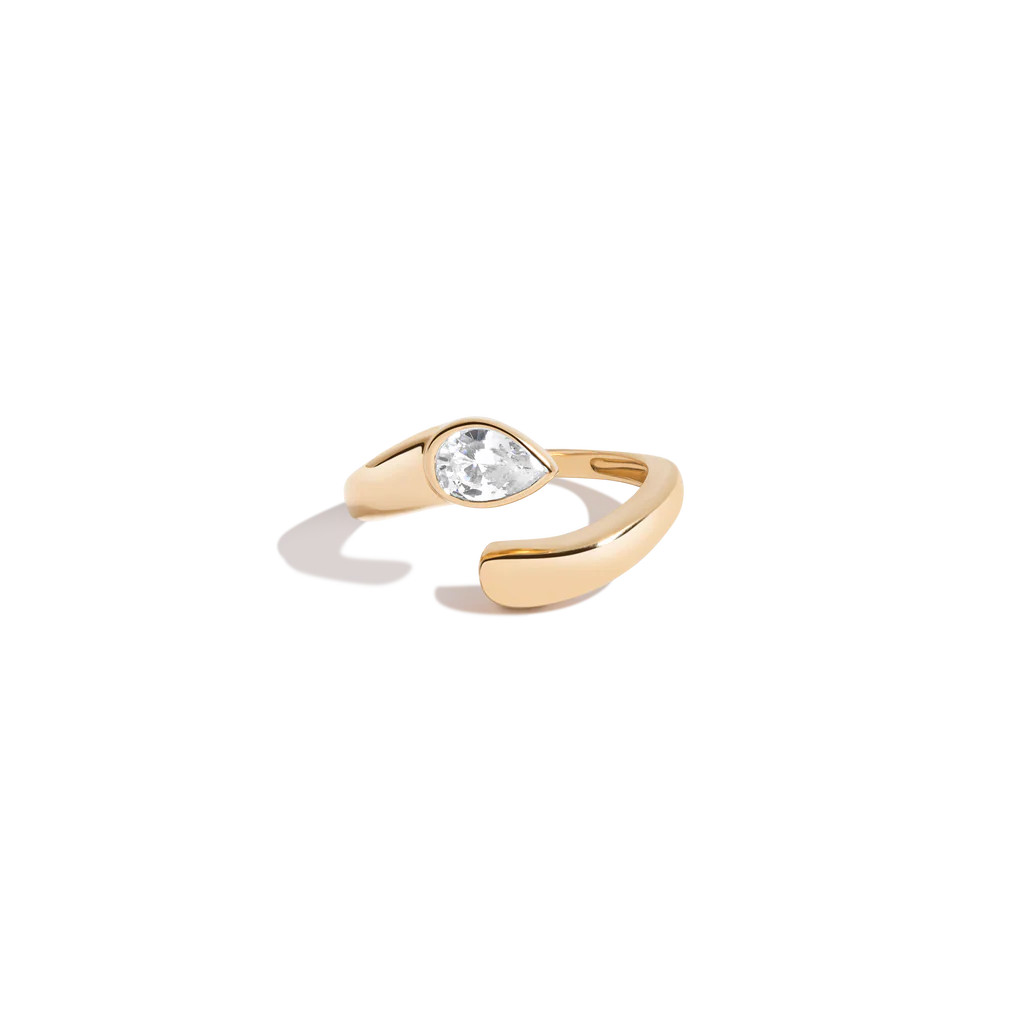 Lab Grown White Sapphire Pear Ellipse Ring | AUrate New York