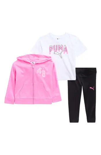 PUMA Kids' T-Shirt, Hoodie & Pants in Medium Pink at Nordstrom Rack, Size 5 | Nordstrom Rack