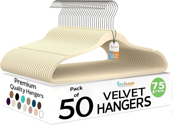 50 Pack New Premium Quality Velvet Hangers Ultra Thin Non Slip Adult Felt Space Saving Hangers fo... | Amazon (US)
