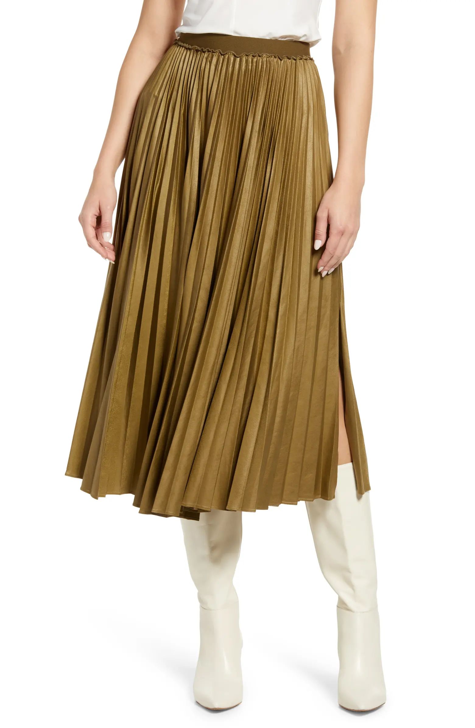 Pleated Faux Leather Maxi Skirt | Nordstrom