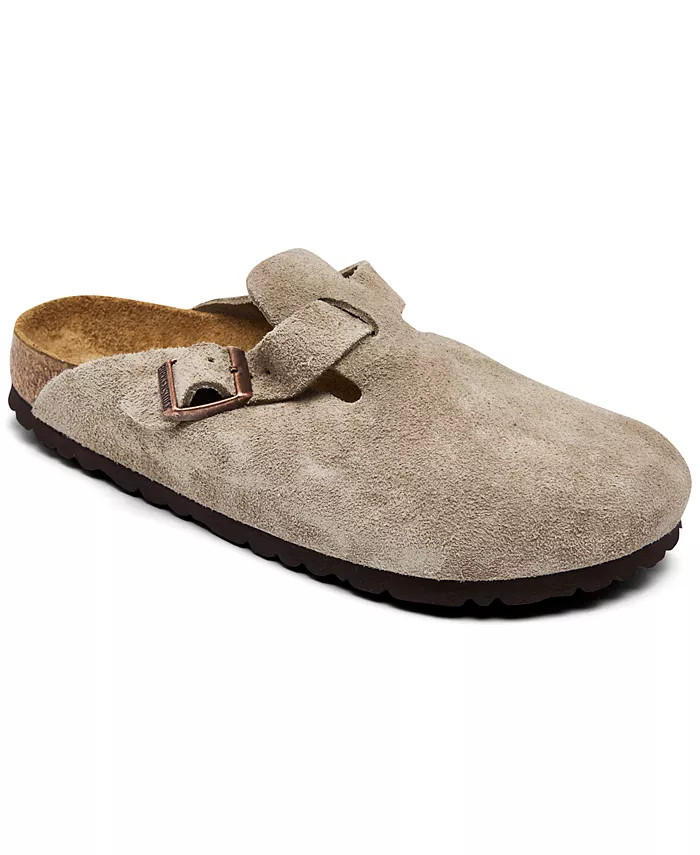 Birkenstock Women's Boston Soft Footbed Suede Leather Clogs from Finish Line - Macy's | Macys (US)