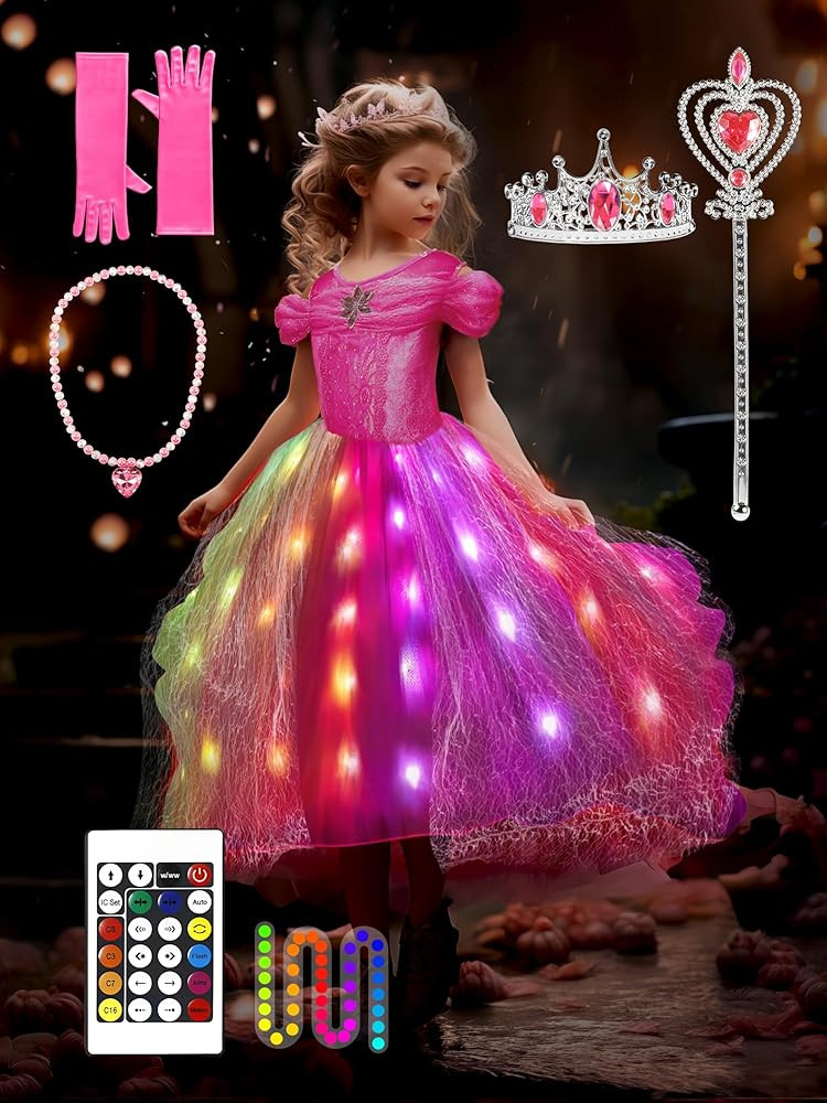 Princess Dress Up for Girls, Syncs with Music, App-Control Princess Costumes, RGB Led Light Up Ha... | Amazon (US)