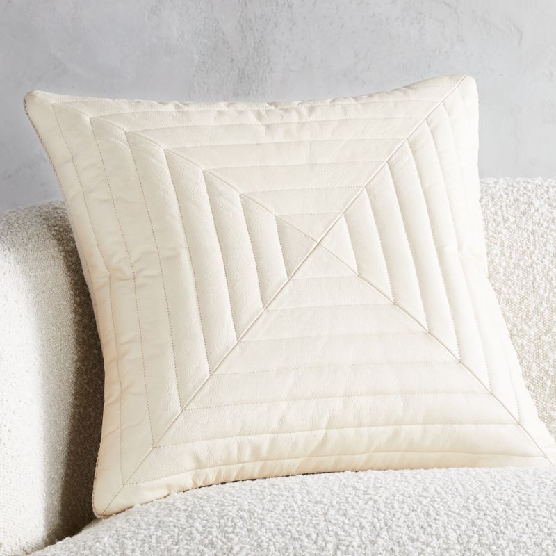 Odette Ivory White Leather Throw Pillow with Down-Alternative Insert 20" | CB2