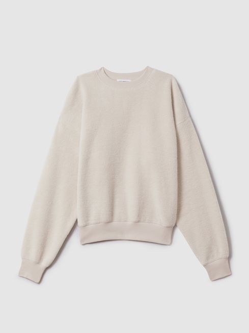 Good American Sherpa Crew Neck Jumper | Reiss US