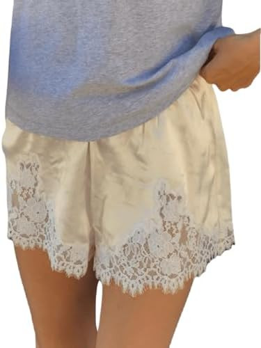Satin Shorts for Women Elastic Waist Lace Slip Mini Shorts Pettipants Silk Boxer Short Lounge Sle... | Amazon (US)