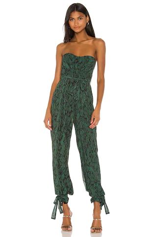 Michael Costello x REVOLVE Gwendolyn Jumpsuit in Green Snake from Revolve.com | Revolve Clothing (Global)