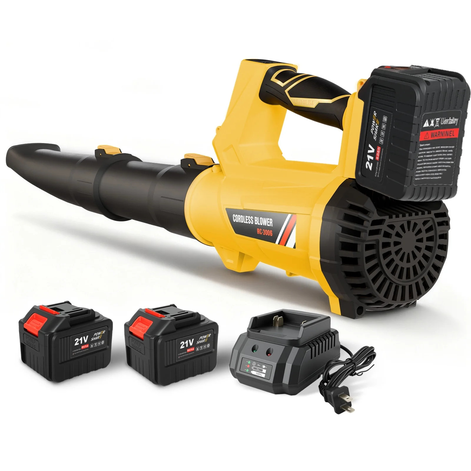 Leaf Blower, 680CFM 280MPH 21V Leaf Blower Cordless with 2X6.0Ah Battery & Charger, Electric Leaf... | Walmart (US)