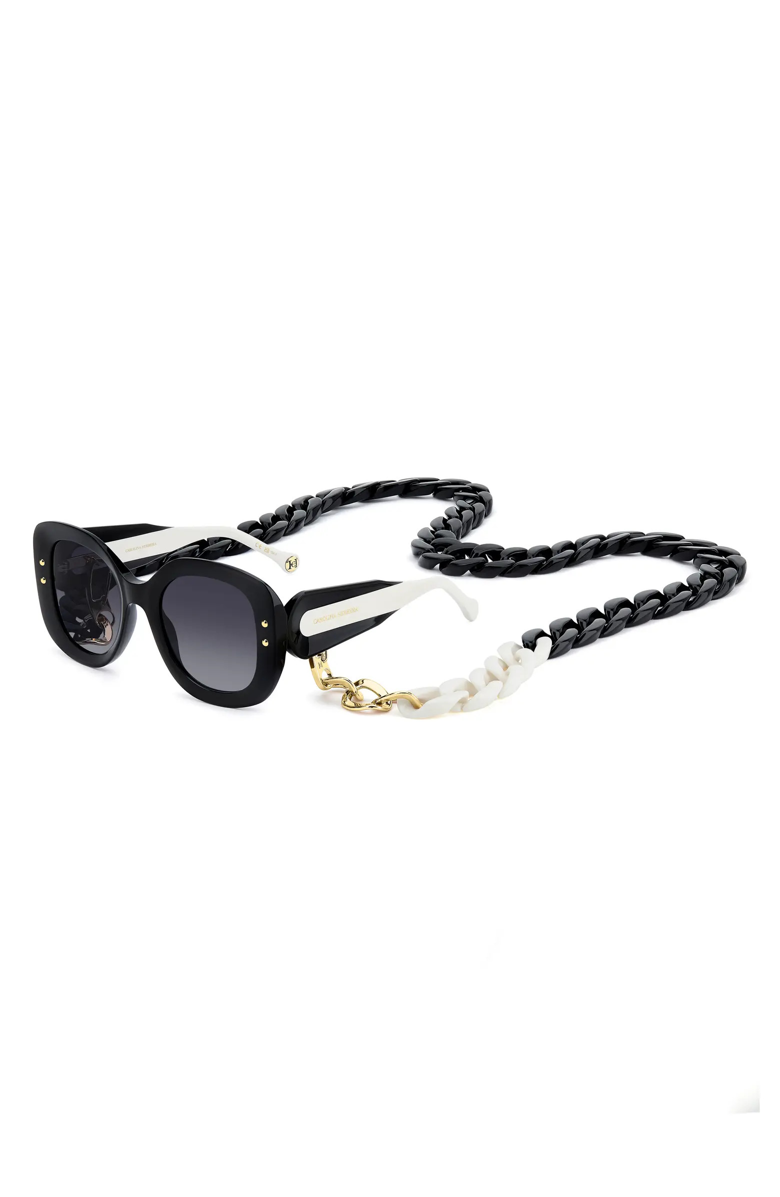 Carolina Herrera 53mm Gradient Rectangular Sunglasses with Removable Chain | Nordstrom | Nordstrom