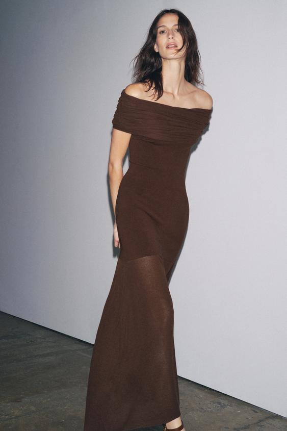 OFF-THE-SHOULDER KNIT DRESS | Zara US