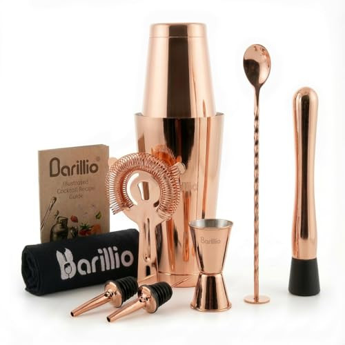 Barillio Boston shaker bar set with strainer and bar spoon