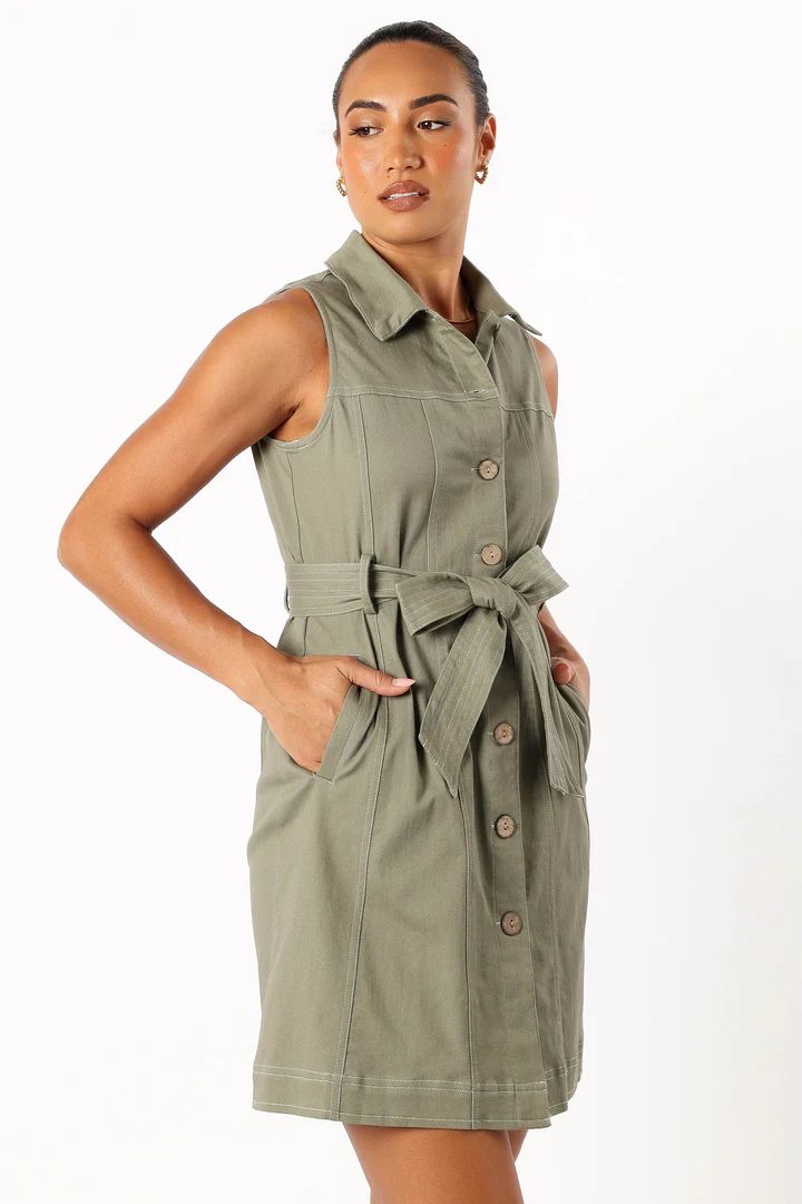 Jayne Mini Dress - Khaki | Petal & Pup (US)