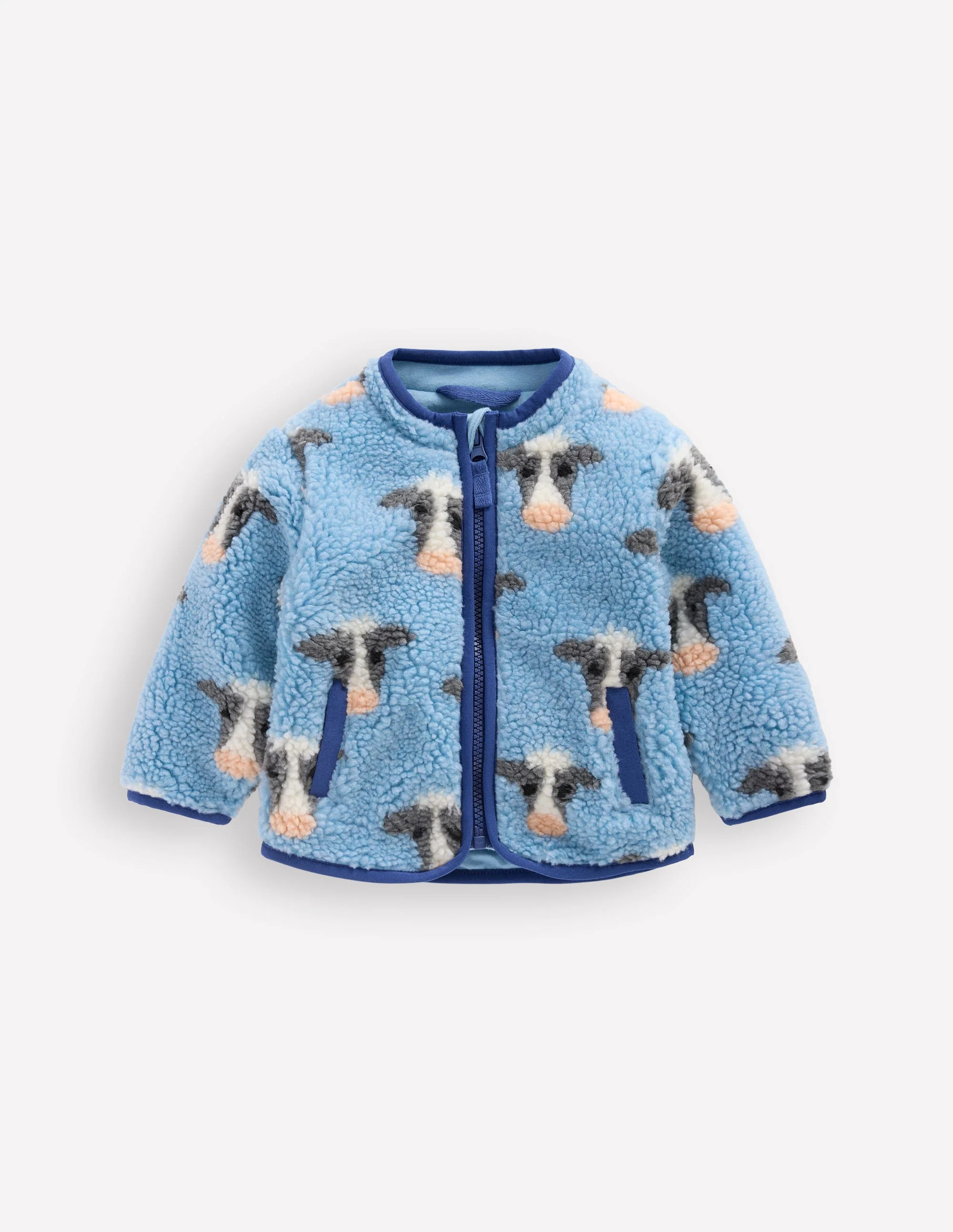 Cosy Borg Jacket-Glacier Blue Cows | Boden (US)